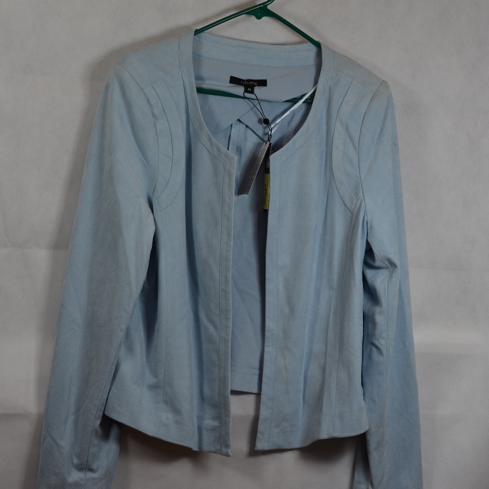 Soft Blue Faux Shammy-like Bolero Style Jacket Sz 14 Comma NWT